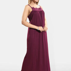 Be You Lace Women Lace Cotton Maxi Nightdress