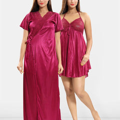 Be You Set of 2 Satin Maxi Sweat Nightdress