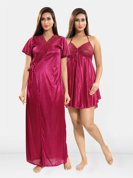 Be You Set of 2 Satin Maxi Sweat Nightdress