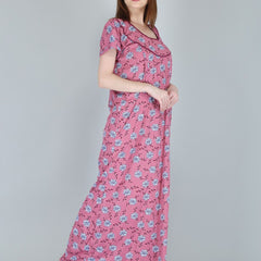 Be You Women Printed Maternity Maxi Nightdress