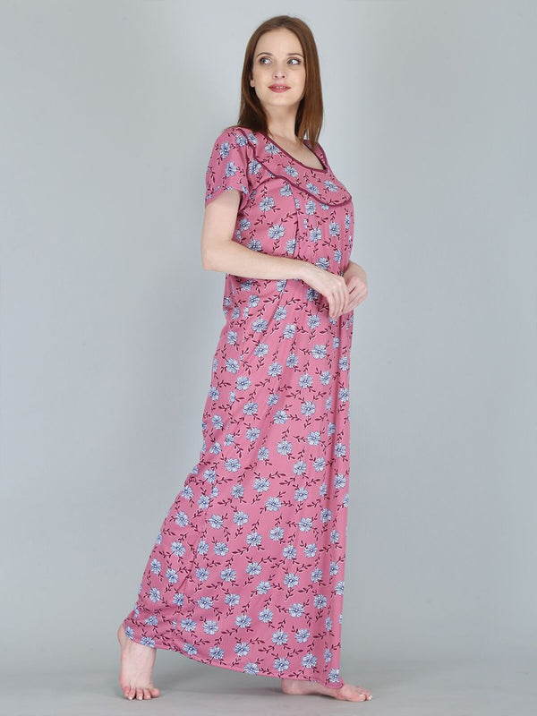 Be You Women Printed Maternity Maxi Nightdress