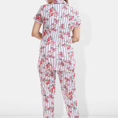 Be You Floral Printed Lapel Collar Night Suit