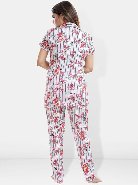 Be You Floral Printed Lapel Collar Night Suit