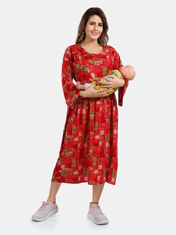 Be You Abstract Printed A Line Maternity Dress