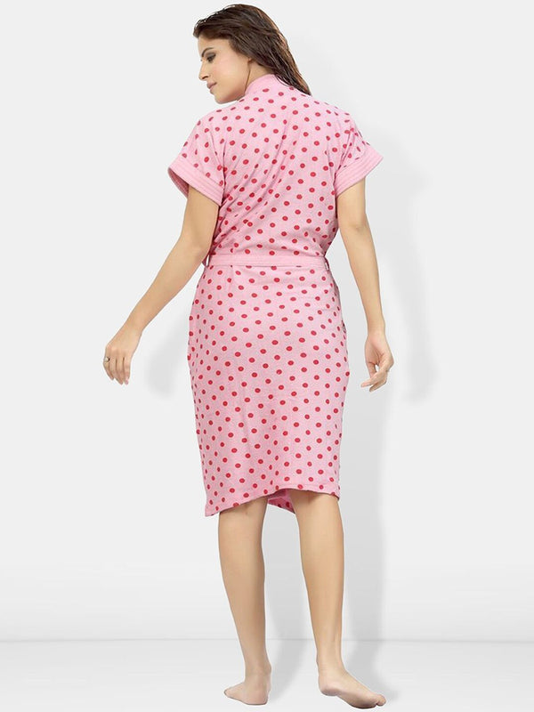 Be You Women Printed Cotton Anti-bacterial Super Soft Bath Robe With Belt