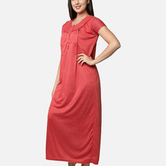 Be You Red Printed Maxi Nightdress