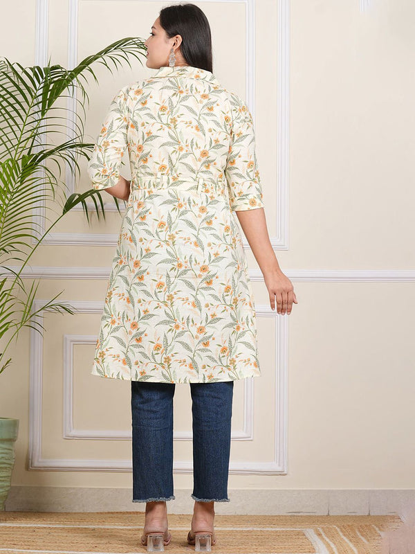 Be You Floral Printed Pure Cotton A-Line Kurta