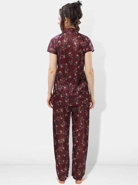 Be You Printed Satin Shirt & Pyjama Night suit