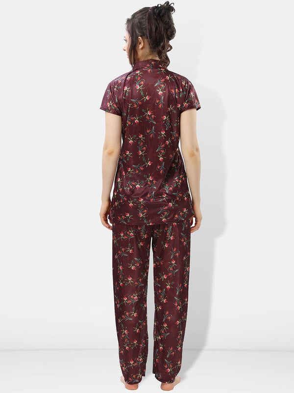 Be You Printed Satin Shirt & Pyjama Night suit