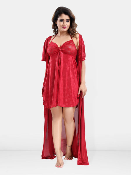 Be You Satin Wrap Nightdress With Robe