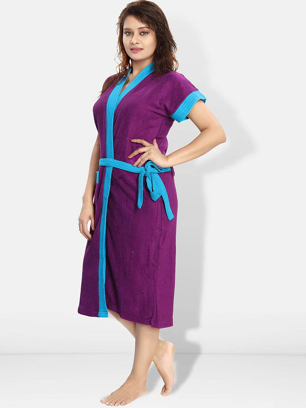 Be You Violet Pure Cotton Absorbent Bath Robe