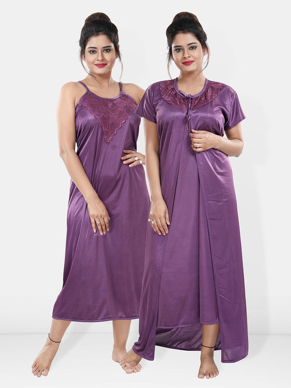 Be You Maxi Satin Wrap Nightdress With Robe