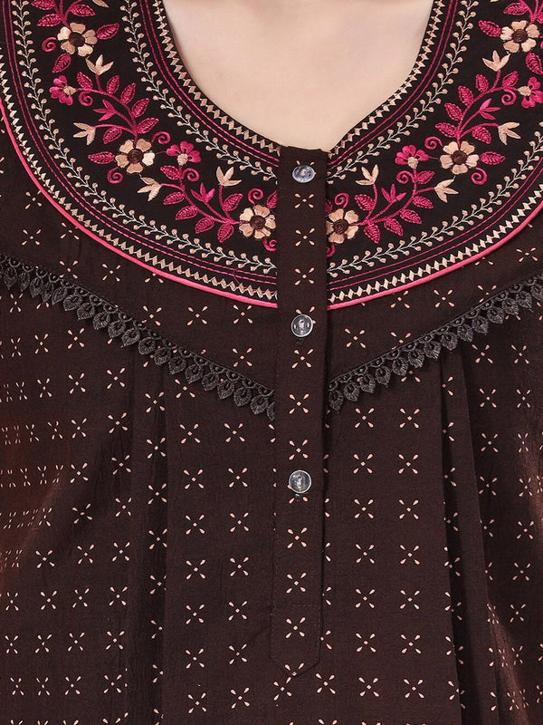 Be You Floral Embroidered Maxi Nightdress
