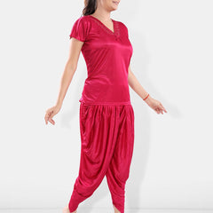 Be You V-Neck Satin Night Suit With Robe
