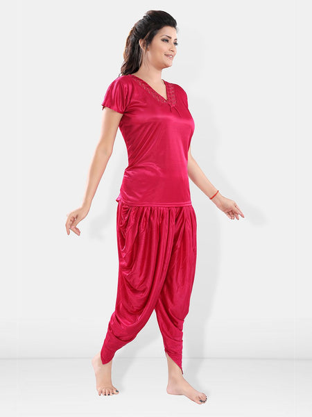 Be You V-Neck Satin Night Suit With Robe