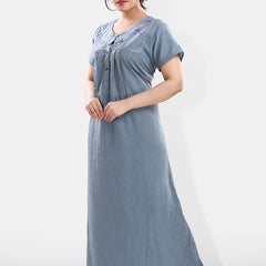 Be You Floral Embroidered V-Neck Short Sleeve Maxi Nightdress