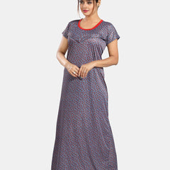 Be You Conversational Printed Maternity Satin Maxi Nightdress