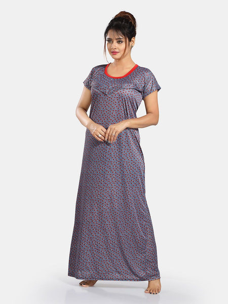 Be You Conversational Printed Maternity Satin Maxi Nightdress