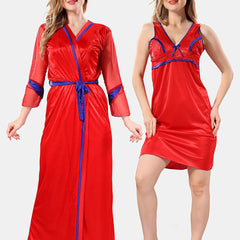 Be You Shoulder Strap Satin Maxi Nightdress With Robe