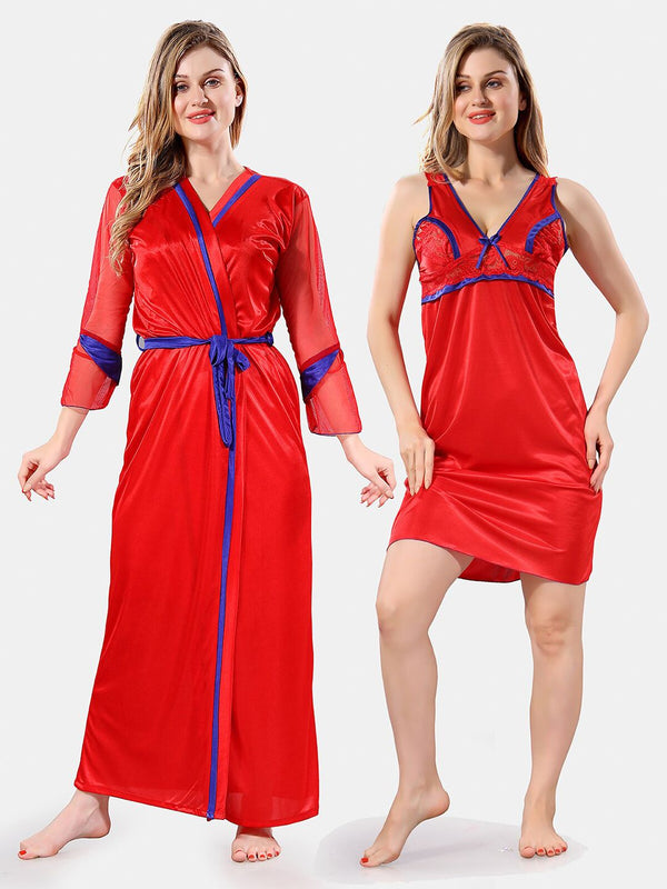 Be You Shoulder Strap Satin Maxi Nightdress With Robe