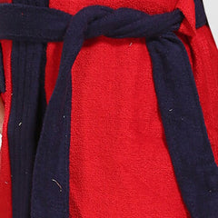 Be You Two Tone Red Solid Cotton Drawstring Knee Length Bath Robe