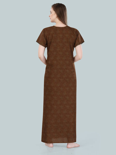 Be You Brown Printed Maxi Nightdress