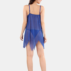 Be You Net Self Design Baby Doll Dress With Thong