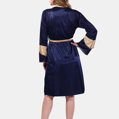 Be You Solid Lace Details Satin Nighty with Robe