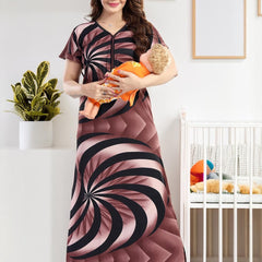 Be You Sarina Satin Spiral Printed Maxi Nightdress