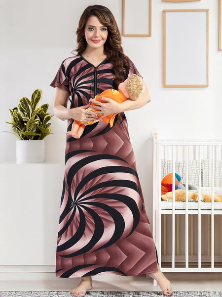 Be You Sarina Satin Spiral Printed Maxi Nightdress