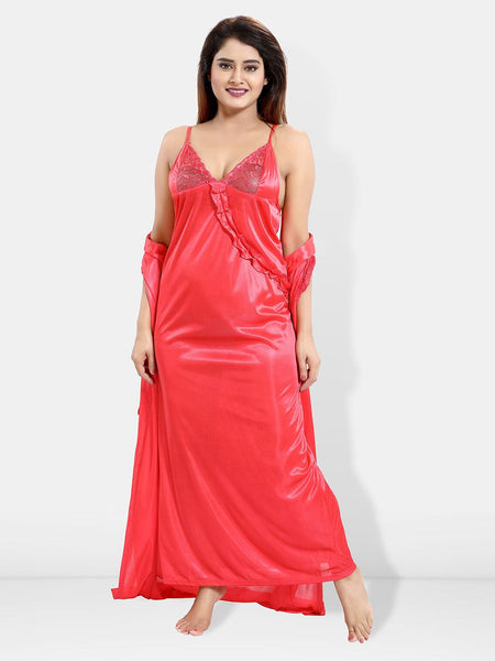 Be You 6 Pieces Satin Maxi Nightdress
