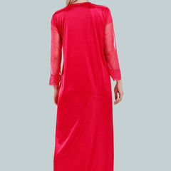 Be You Square Neck Lace Up Details Satin Maxi Nightdress With Robe