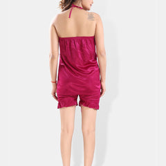 Be You Shoulder Straps Satin Top With Shorts &Robe