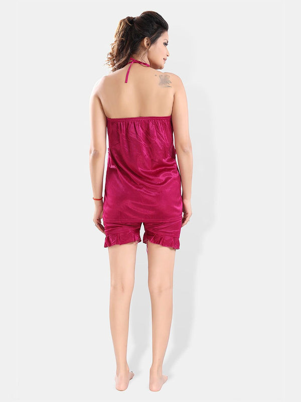 Be You Shoulder Straps Satin Top With Shorts &Robe