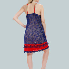 Be You Solid Lace Details Satin Nighty with Robe