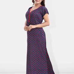 Be You Polka Dot Printed V-Neck Satin Maxi Nightdress