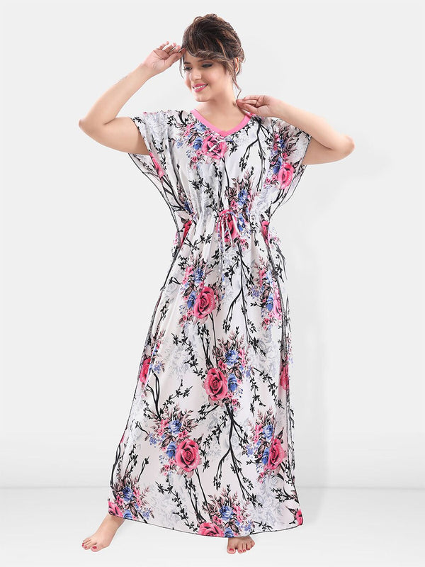 Be You Printed Maxi Satin Kaftan Nightdress