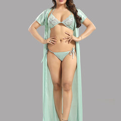 Be You Green Satin Maxi Shoulder Straps Nightdress