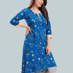 Be You Floral Printed Round Neck Maternity A-Line Kurta