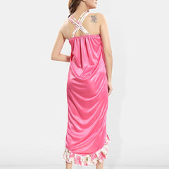 Be You Shoulder Straps Satin Maxi Nightdress & Rope