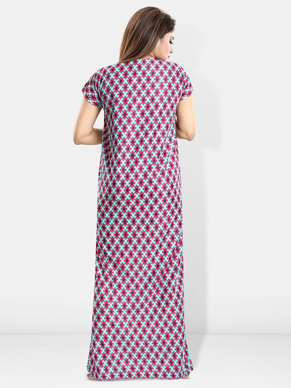 Be You Printed Satin Maternity Feeding Maxi Nightdress
