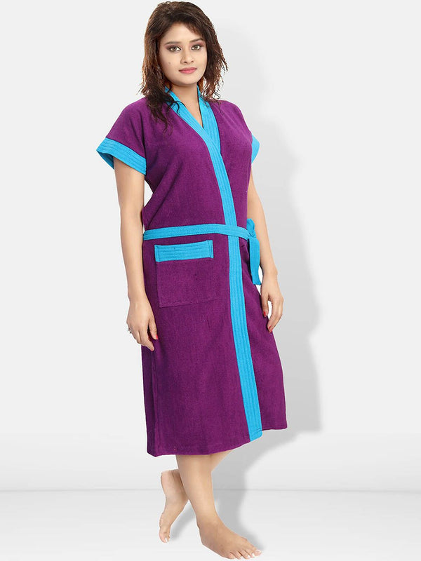 Be You Violet Pure Cotton Absorbent Bath Robe