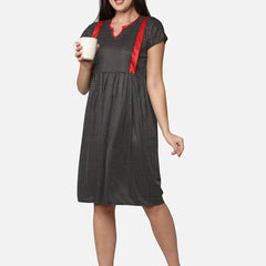 Be You Black Printed Nightdress