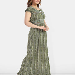 Be You Women Geometric Printed Maxi Nightdress
