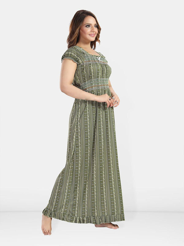 Be You Women Geometric Printed Maxi Nightdress