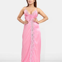 Be You Women Shoulder Straps Satin Maxi Nightdress