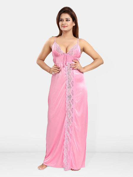 Be You Women Shoulder Straps Satin Maxi Nightdress
