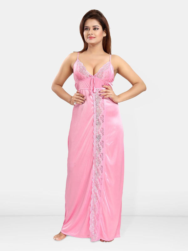 Be You Women Shoulder Straps Satin Maxi Nightdress