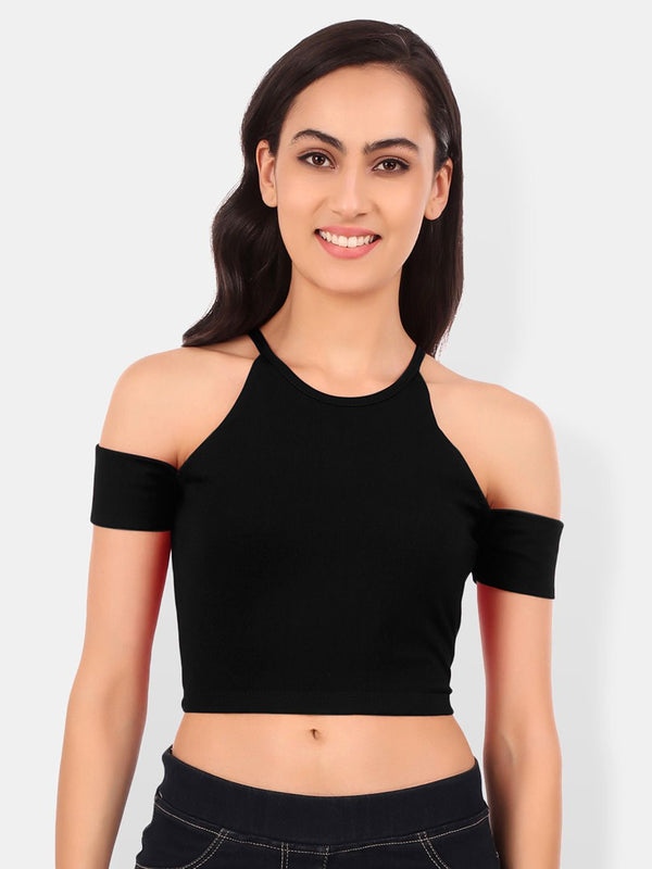 Be You Cold-Shoulder Cotton Crop Top