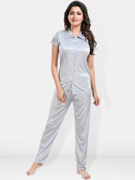 Be You Lapel Collar Satin Night suit